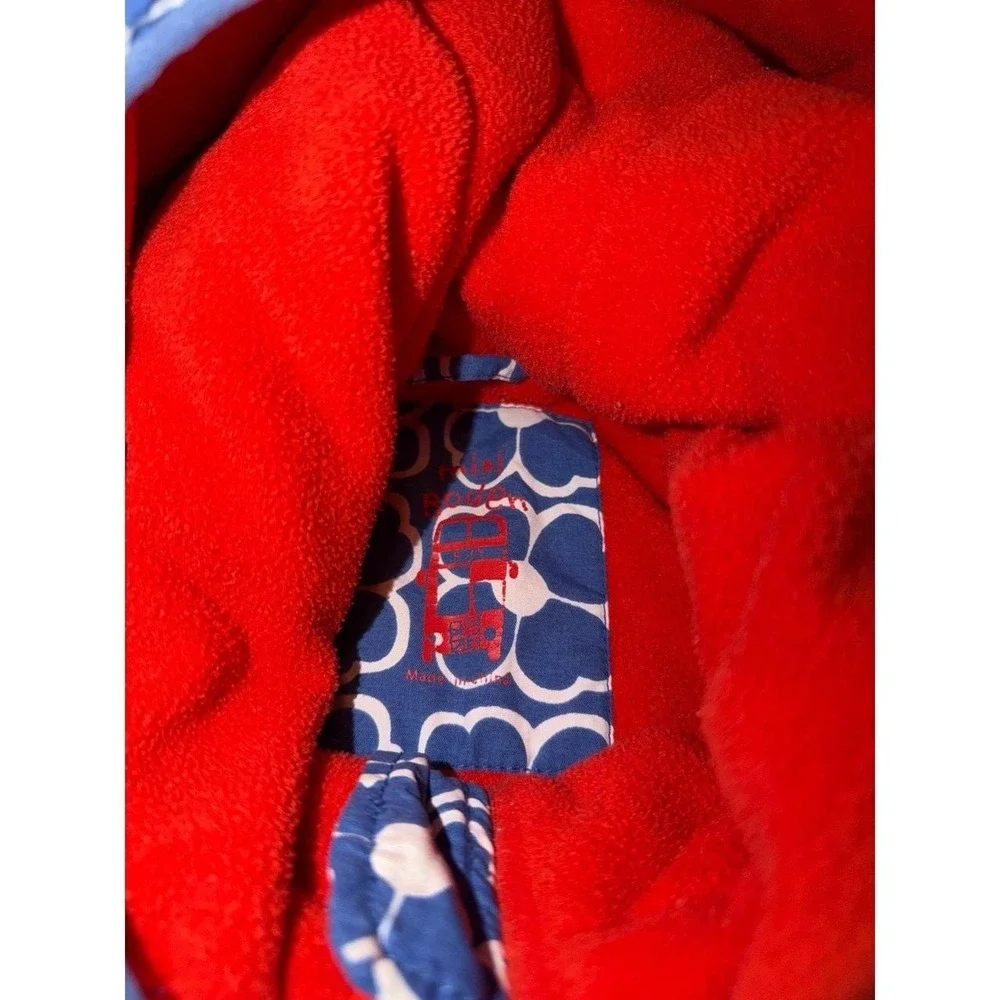 Mini Boden Children's Coat Thermal Lined Blue Floral Flowers Hooded Parka